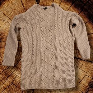 Express Long Sleeves Crewneck Open Shoulders Womens Cable Knit Sweater Dress